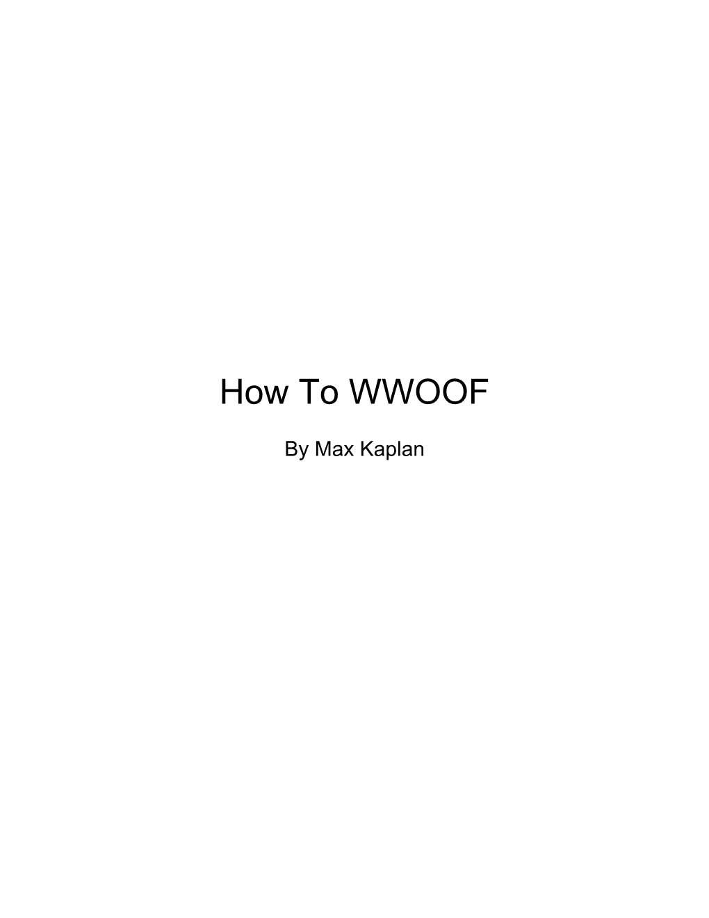 How to WWOOF