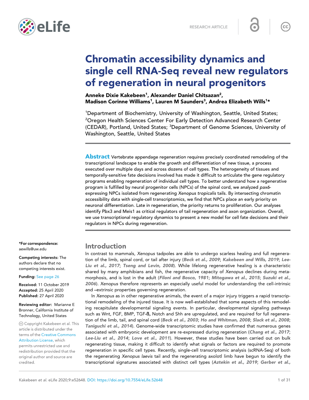 Chromatin Accessibility Dynamics and Single Cell RNA-Seq Reveal New