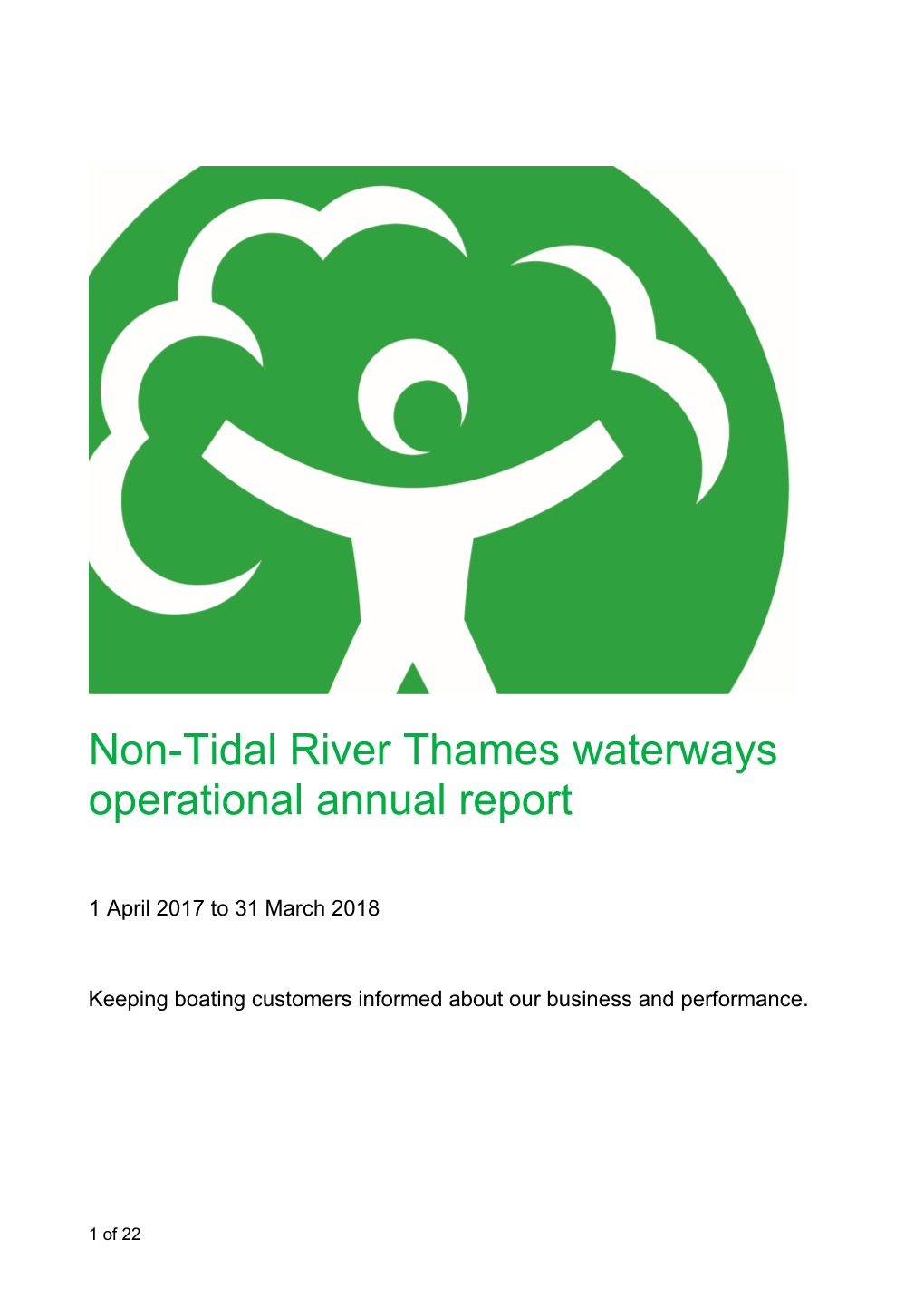 Non-Tidal River Thames Waterways Operational Annual Report