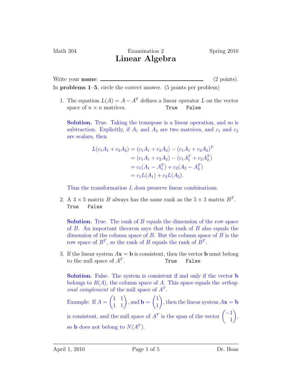 Linear Algebra