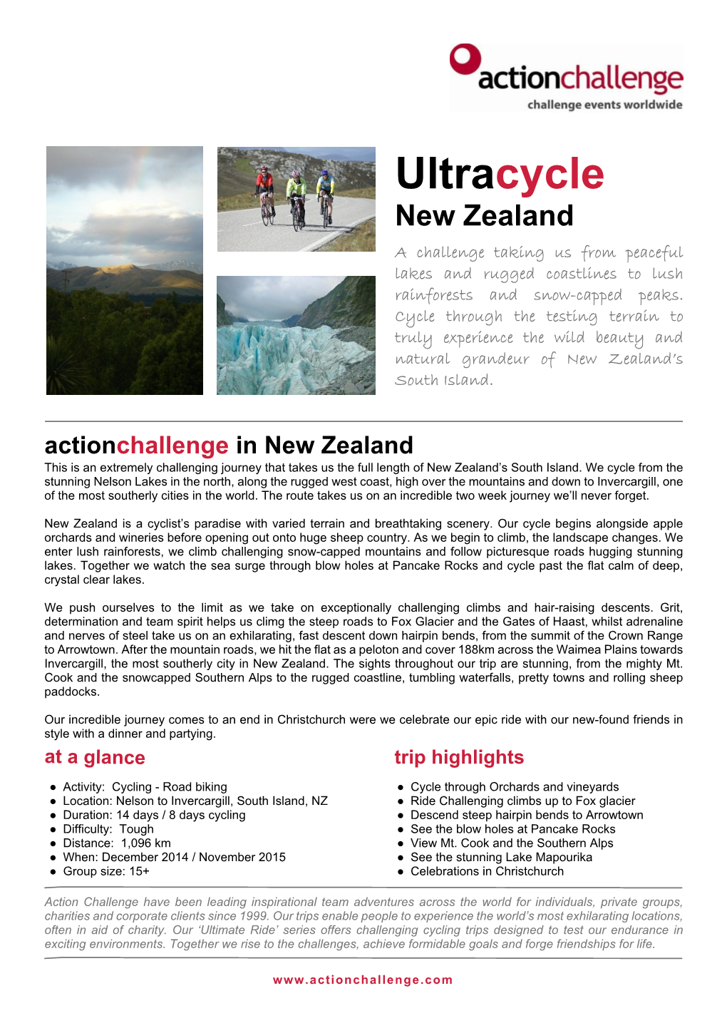 Ultimate Ride New Zealand Brochure