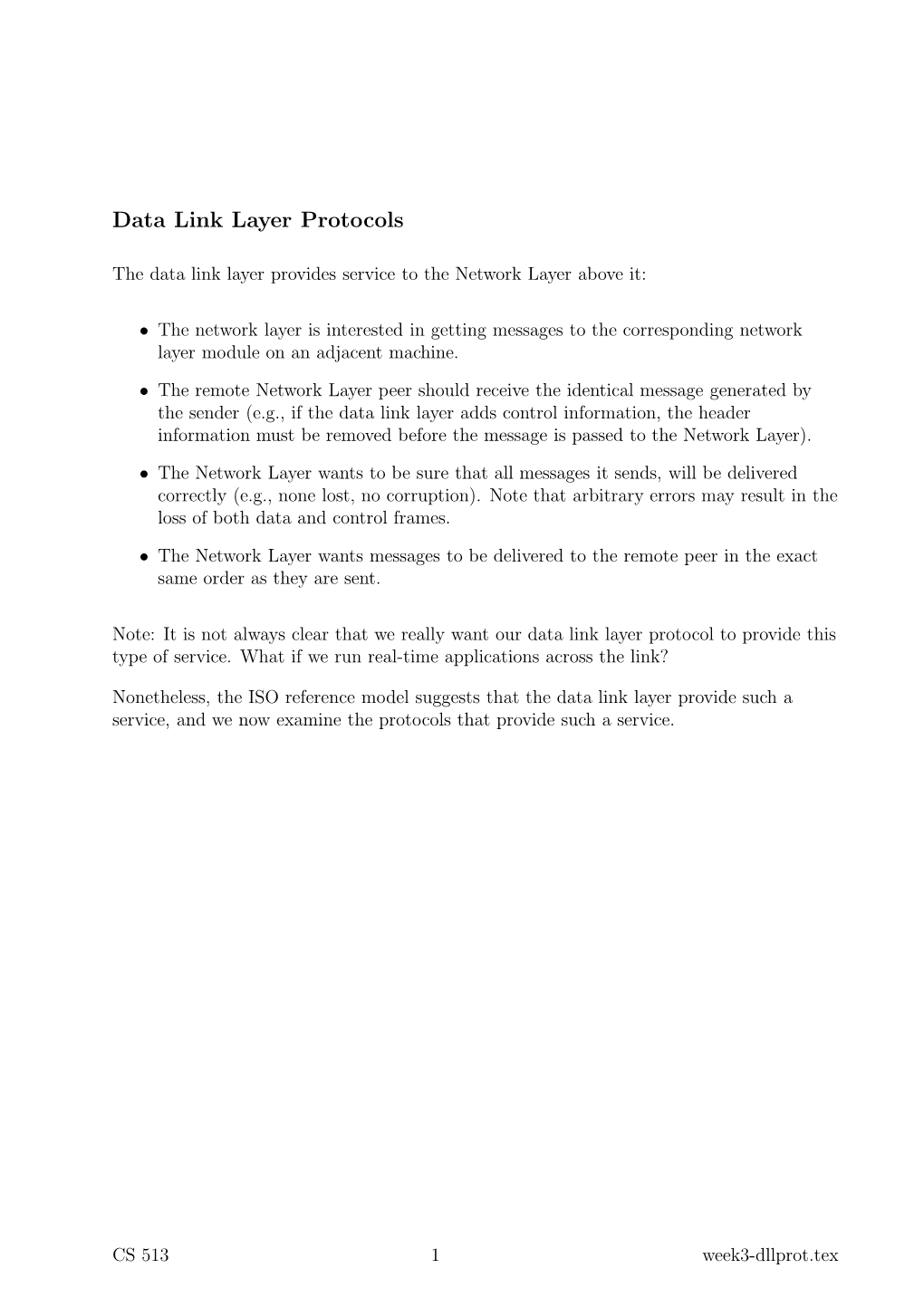 Data Link Layer Protocols