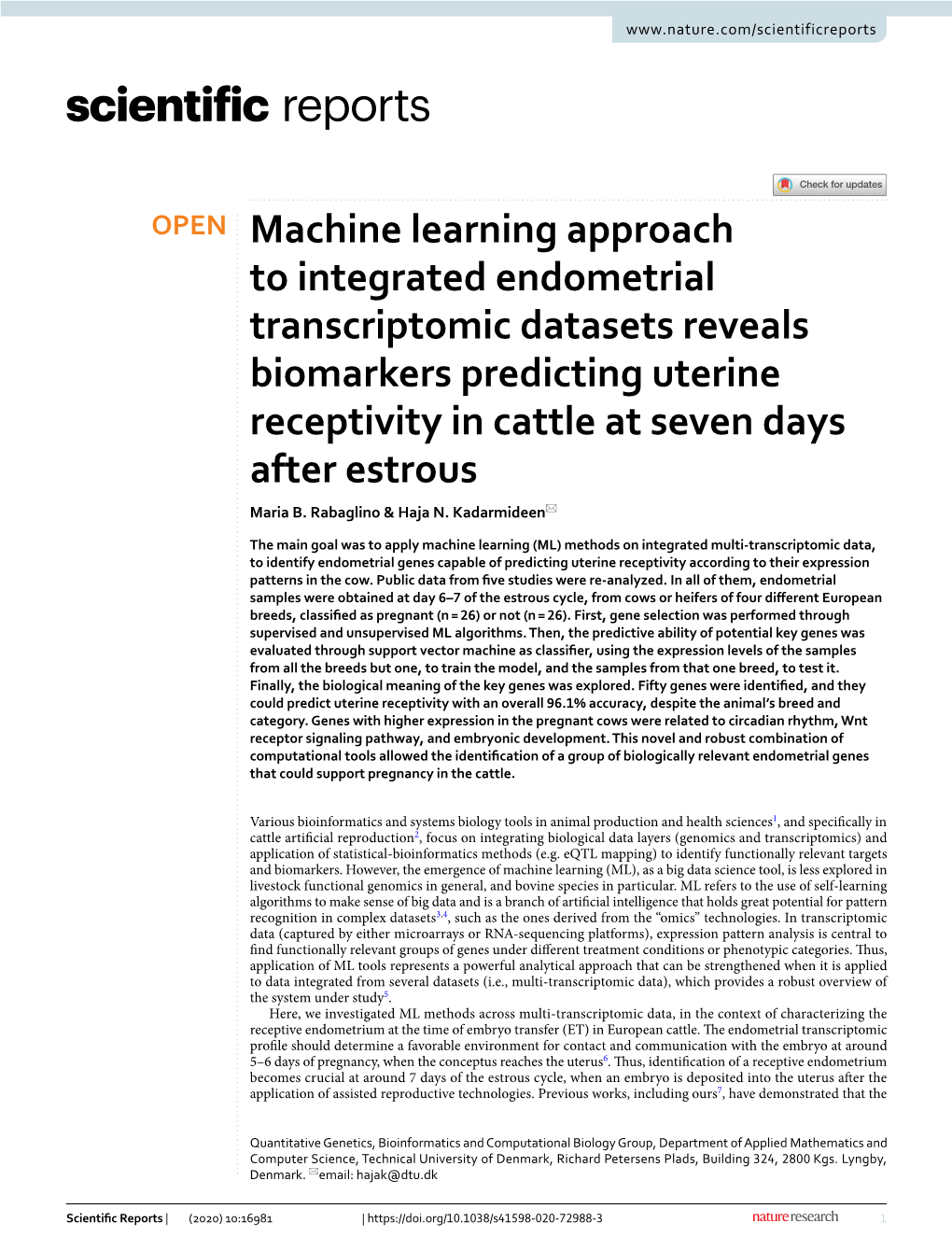 Machine Learning Approach to Integrated Endometrial