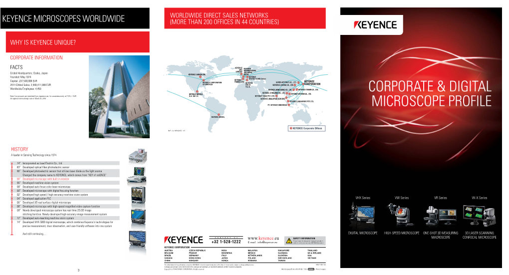KEYENCE MICROSCOPES WORLDWIDE (More Than 200 Offices in 44 Countries)