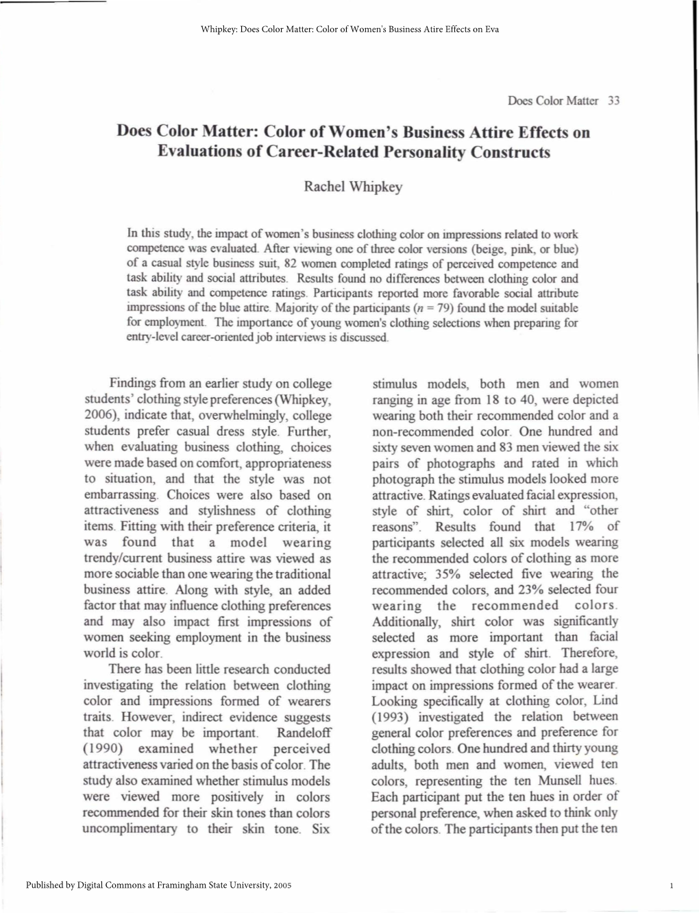 Color of Women's Business Attire Effects on Evaluations of Career-Related Personality Constructs