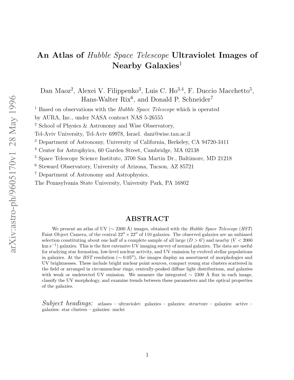 An Atlas of Hubble Space Telescope Ultraviolet Images of Nearby Galaxies