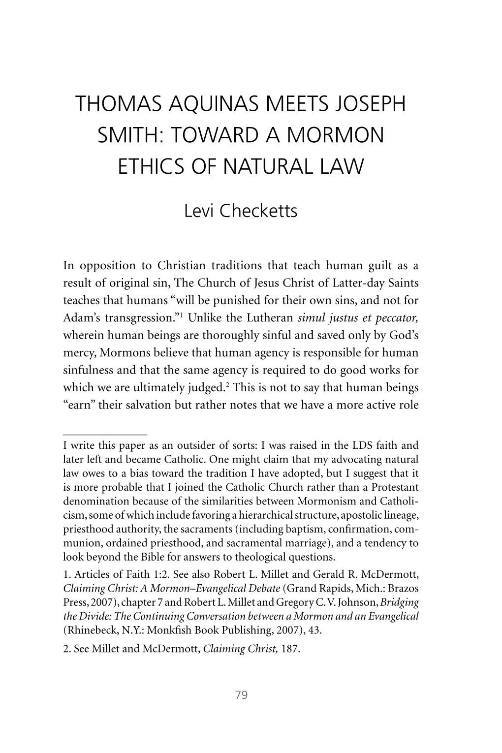 Thomas Aquinas Meets Joseph Smith: Toward a Mormon Ethics of Natural Law