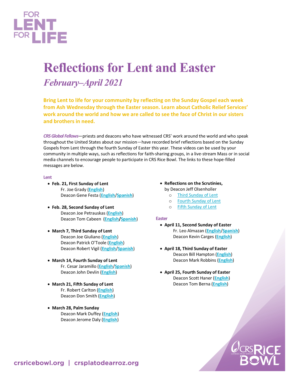 Reflections for Lent and Easter February–April 2021