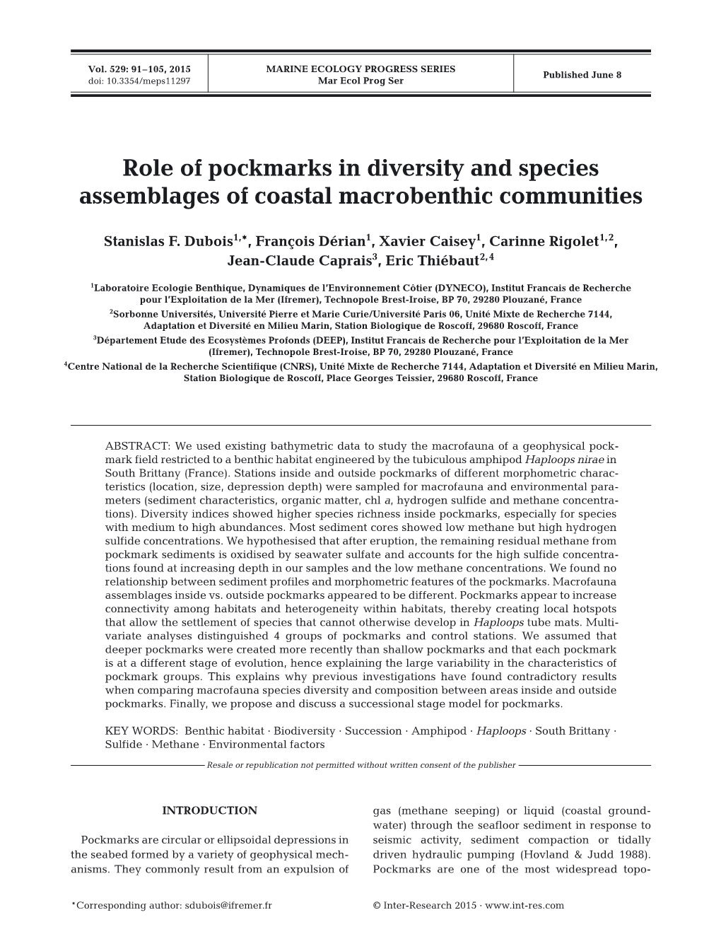 Role of Pockmarks in Diversity and Species Assemblages of Coastal Macrobenthic Communities