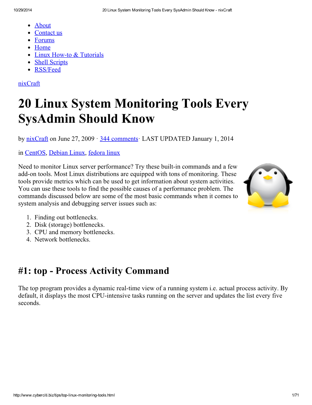 20 Linux System Monitoring Tools Every Sysadmin Should Know - Nixcraft