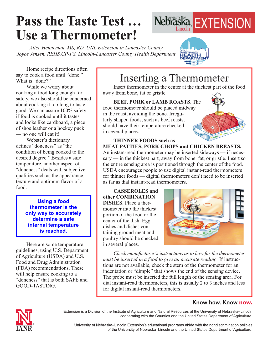 Testing Temperature of Cooked Foods