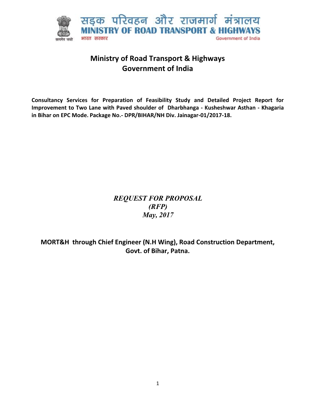 Ministry of Road Transport & Highways Government of India