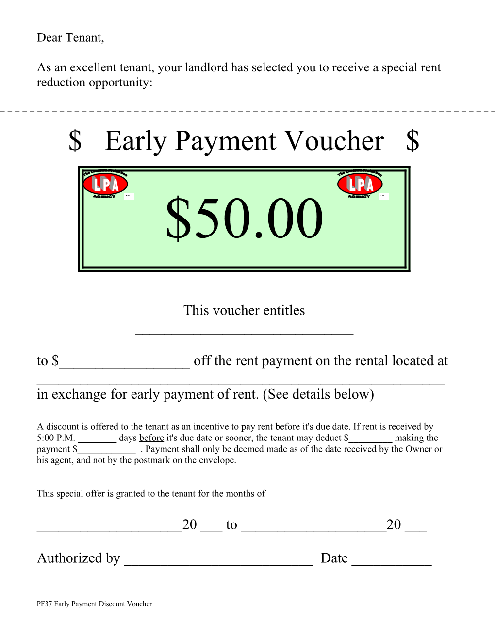 Early Payment Voucher