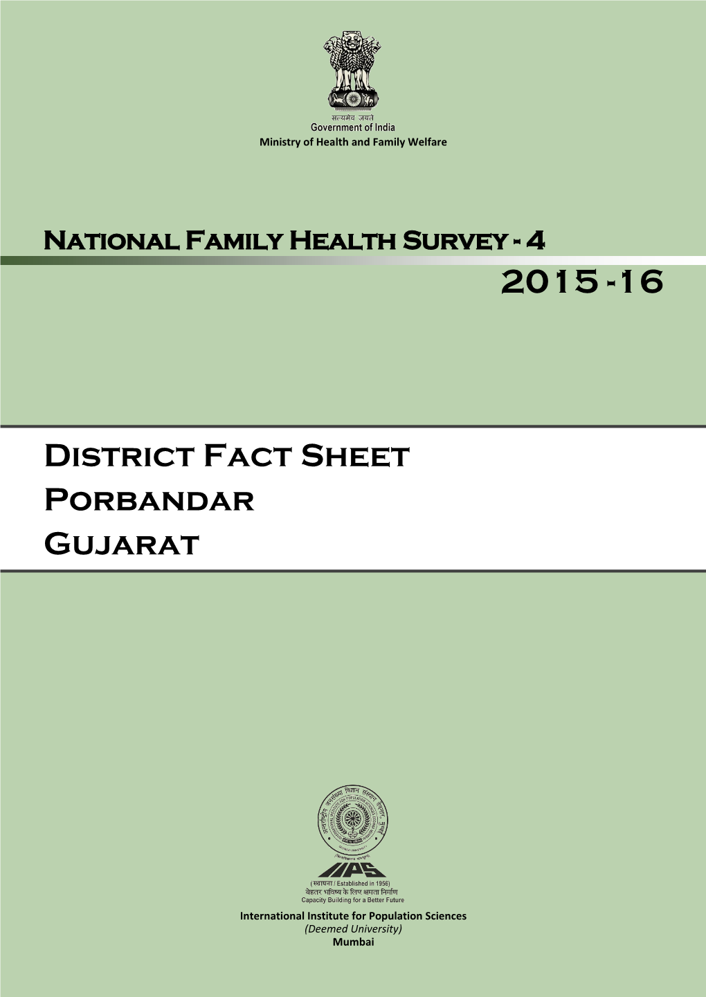 District Fact Sheet Porbandar Gujarat