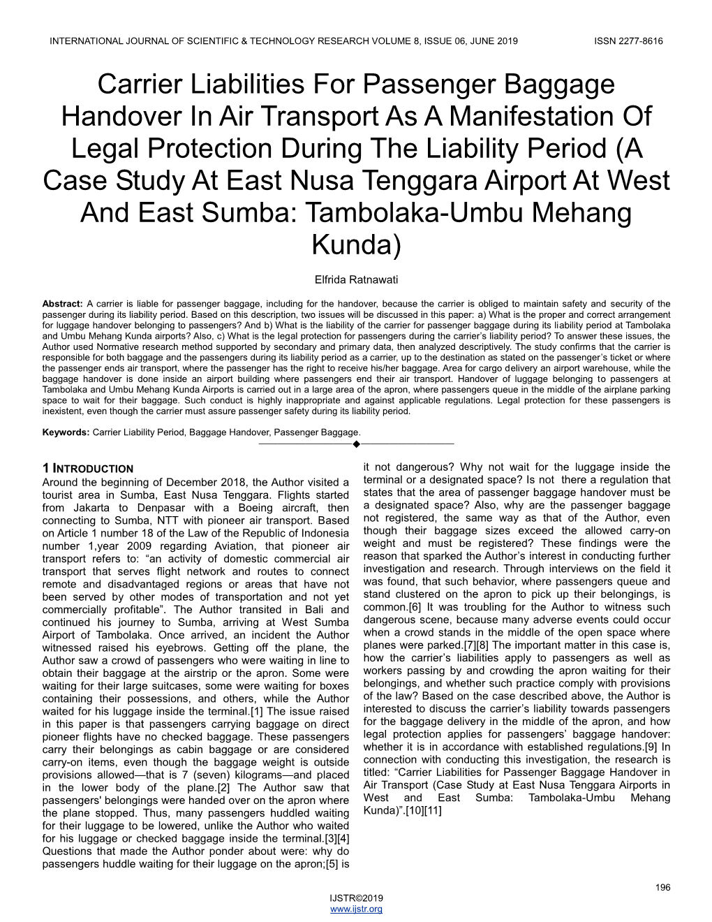 Carrier Liabilities for Passenger Baggage Handover in Air Transport