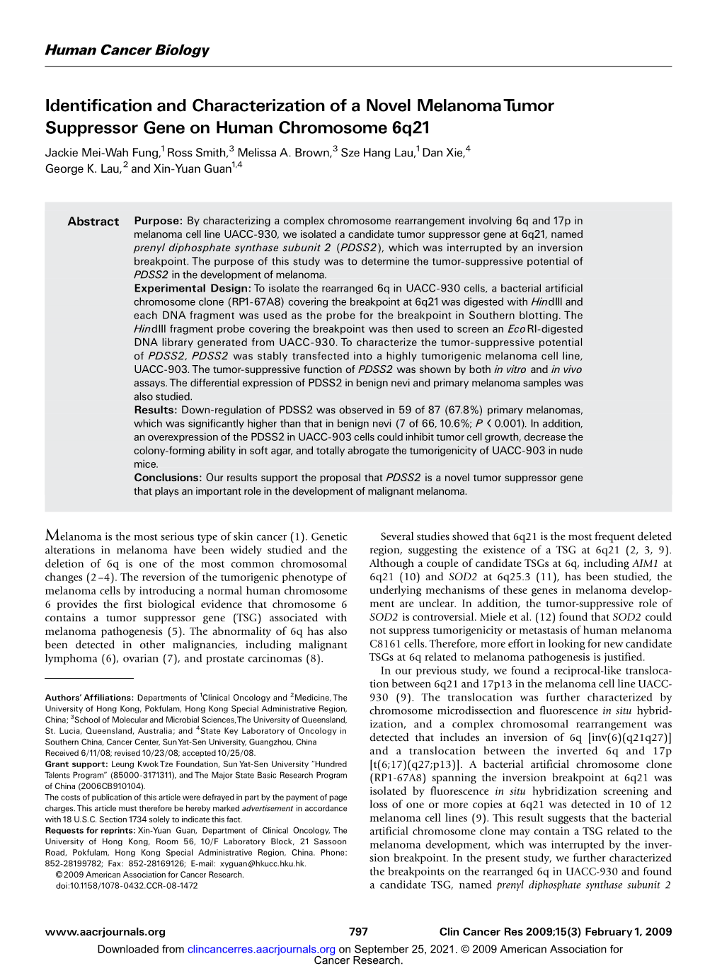 Identification and Characterization of a Novel Melanomatumor