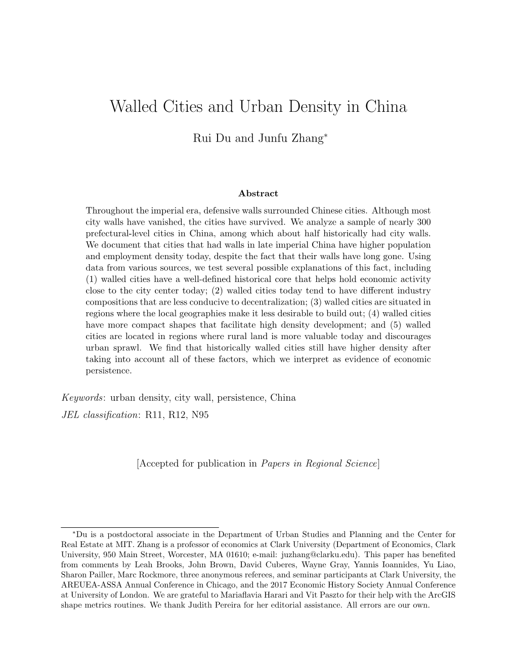 Walled Cities and Urban Density in China