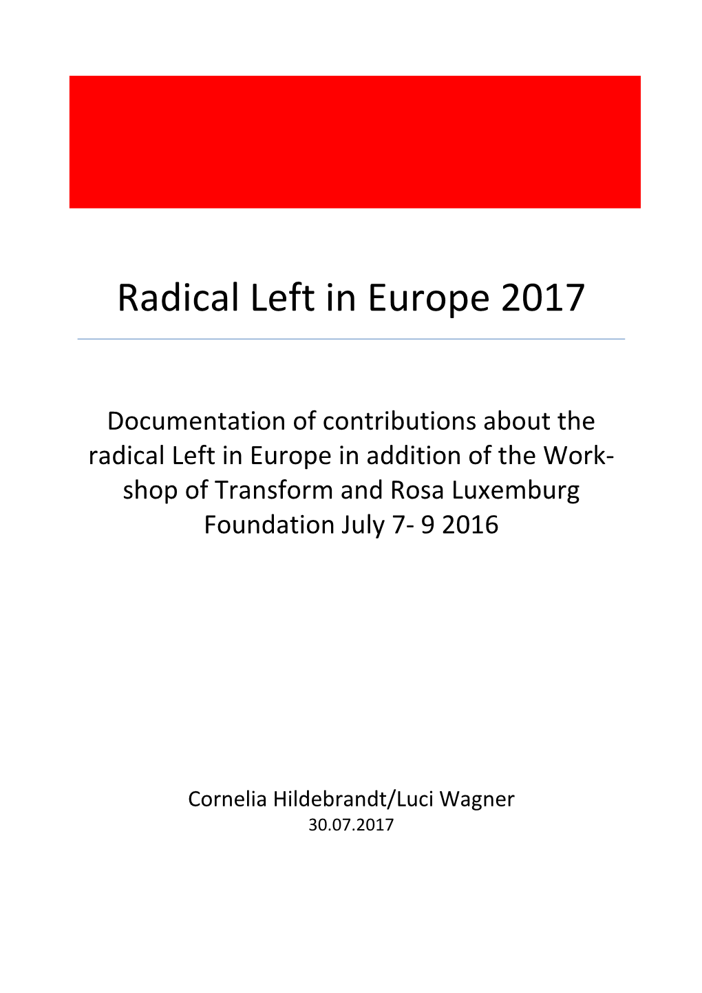 Radical Left in Europe 2017