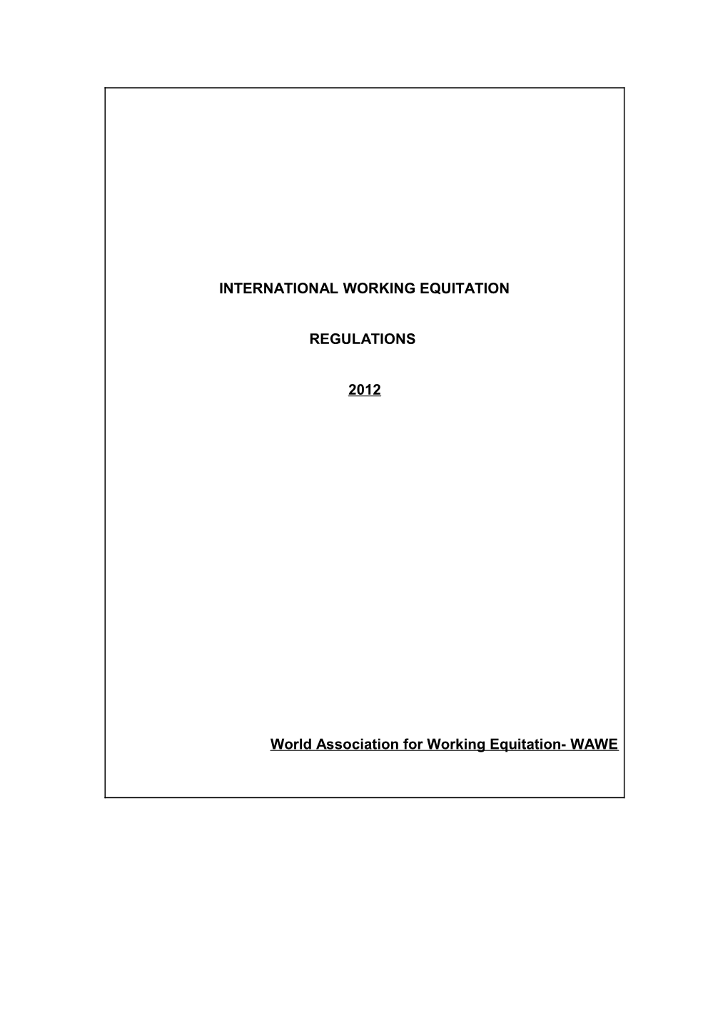 World Association for Working Equitation- WAWE