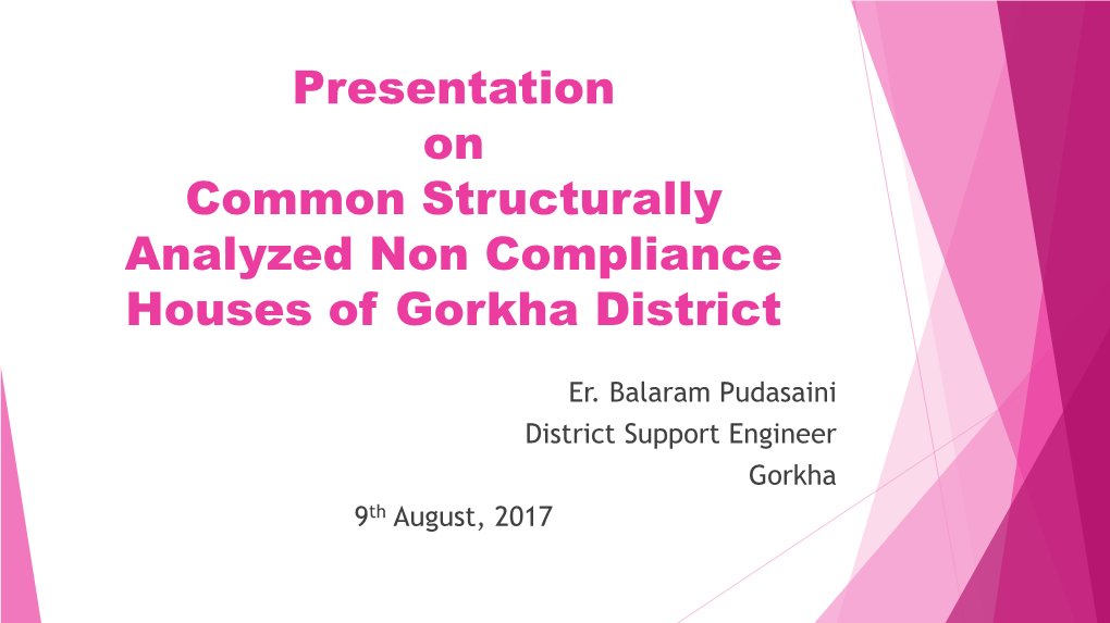 Presentation on Common Structurally Analysed Non