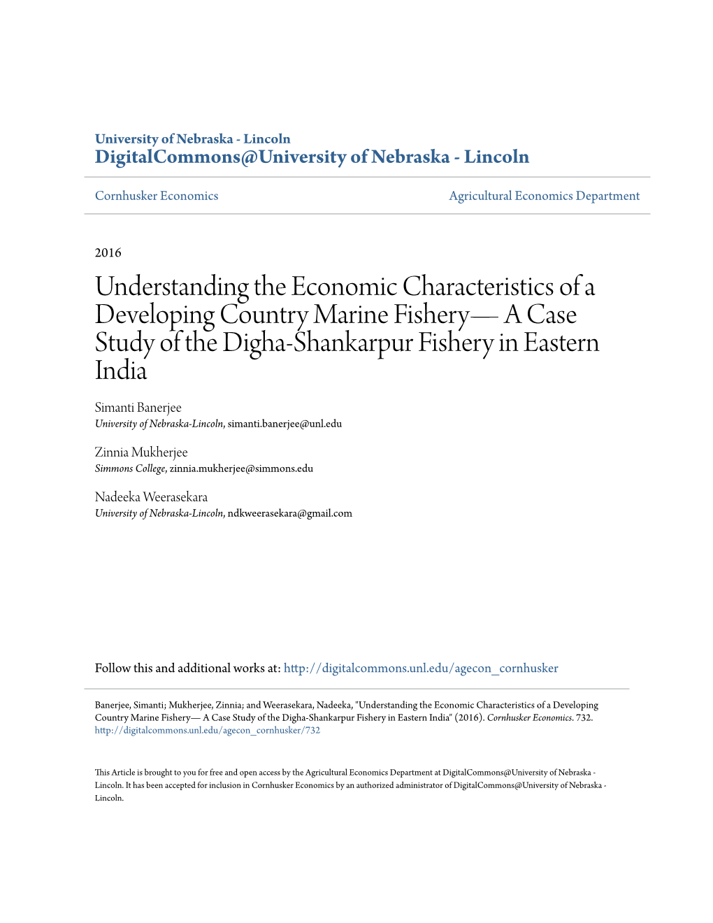 Understanding the Economic Characteristics of a Developing