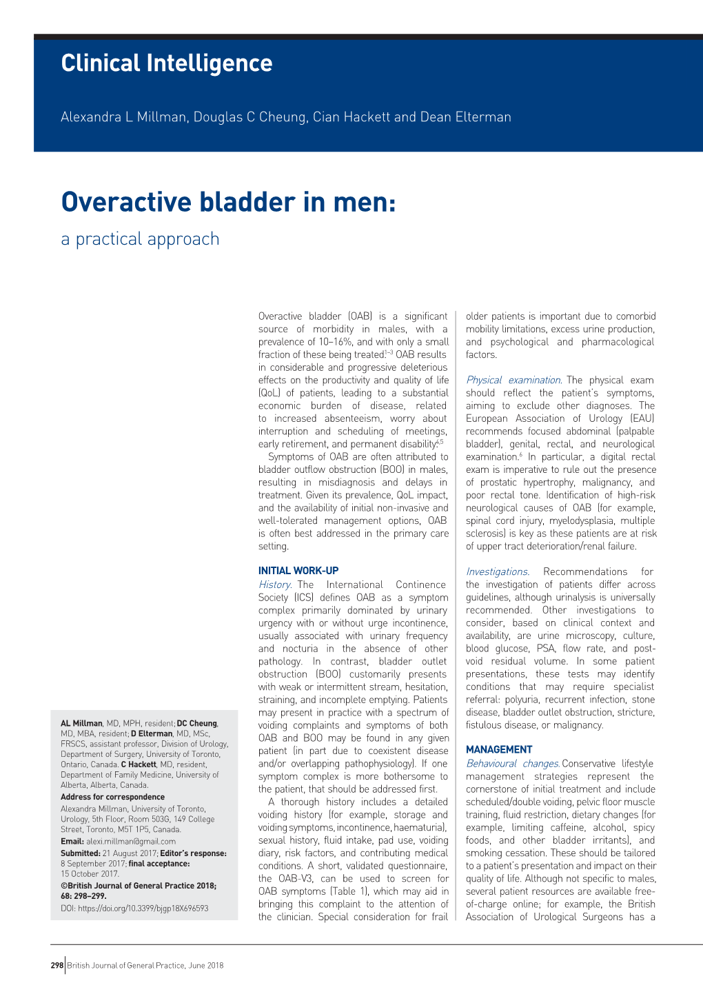 Overactive Bladder in Men: a Practical Approach