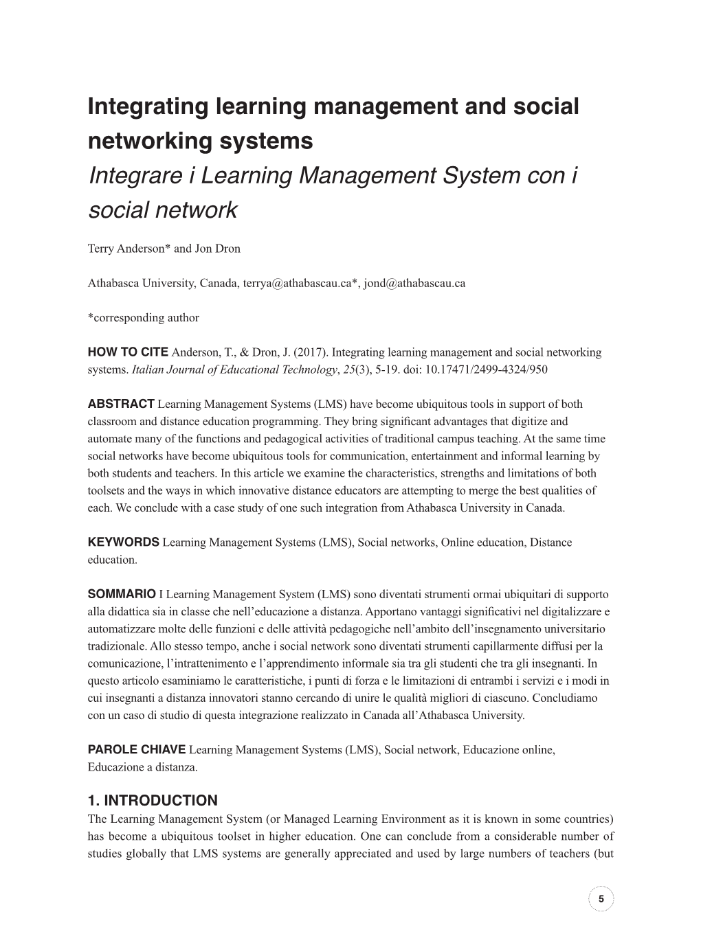 Integrating Learning Management and Social Networking Systems Integrare I Learning Management System Con I Social Network