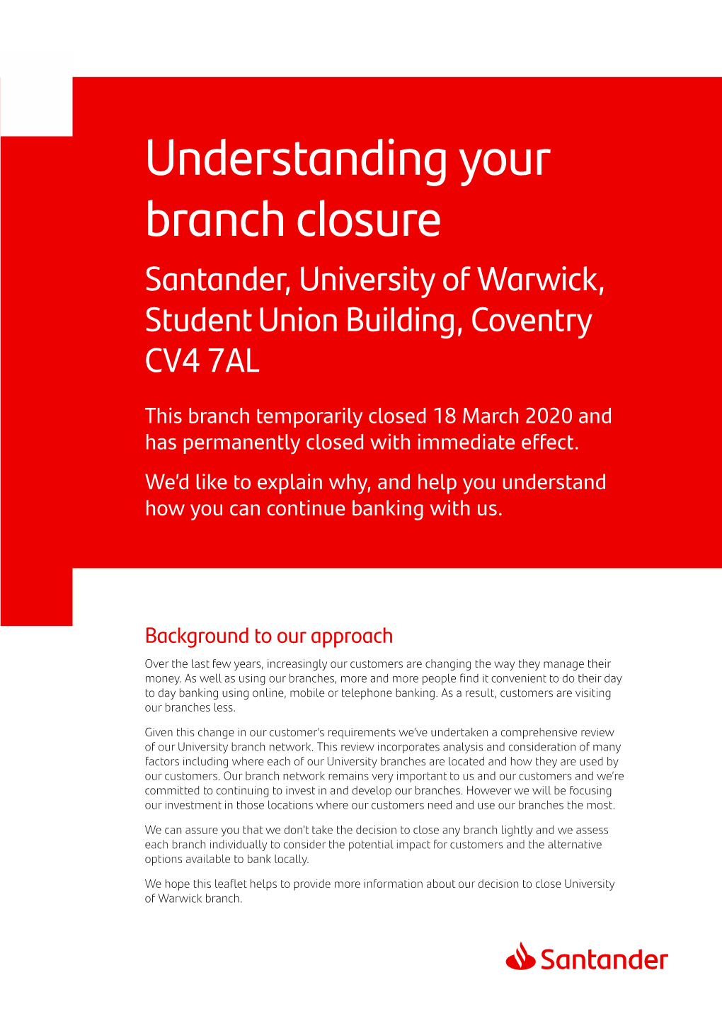 Warwick University Closure OCT20