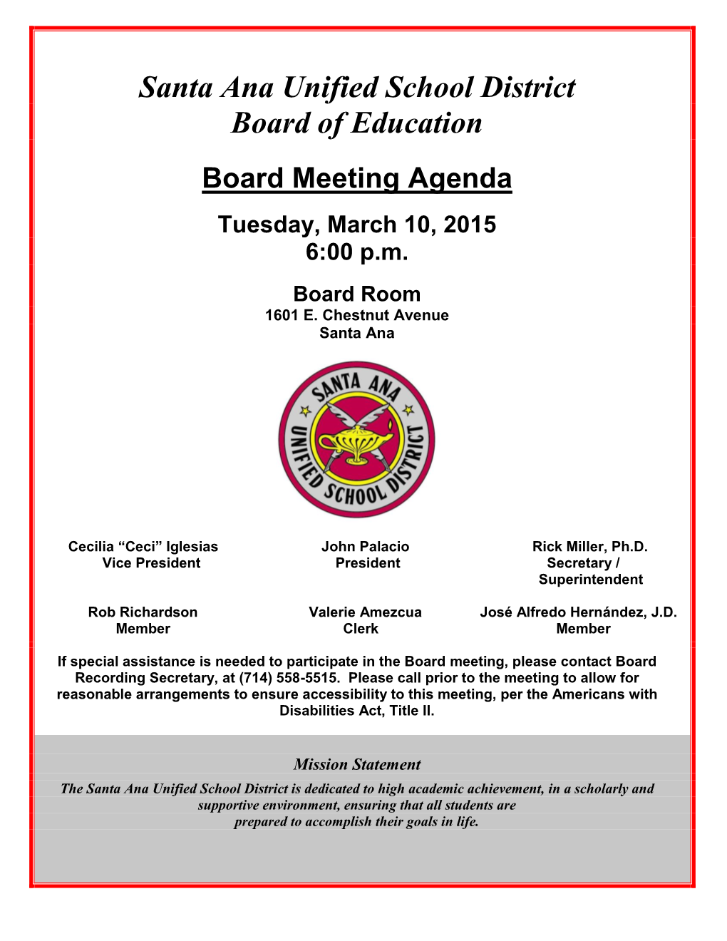 Santa Ana Unified School District Board of Education