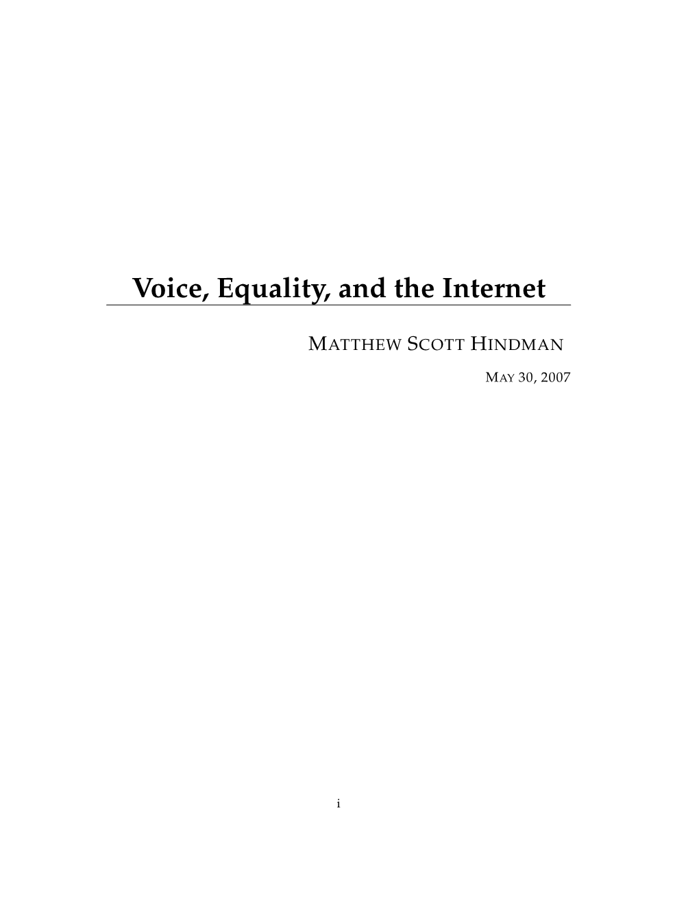 Voice, Equality, and the Internet