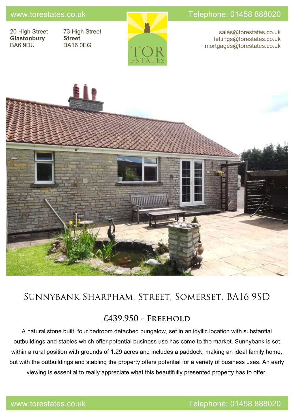 Sunnybank Sharpham, Street, Somerset, BA16 9SD