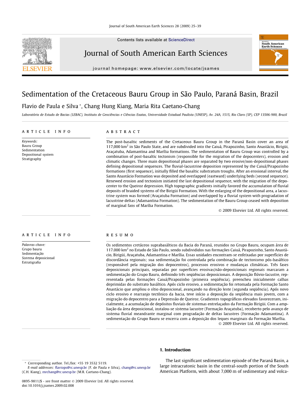 Sedimentation of the Cretaceous Bauru Group in São Paulo, Paraná Basin, Brazil