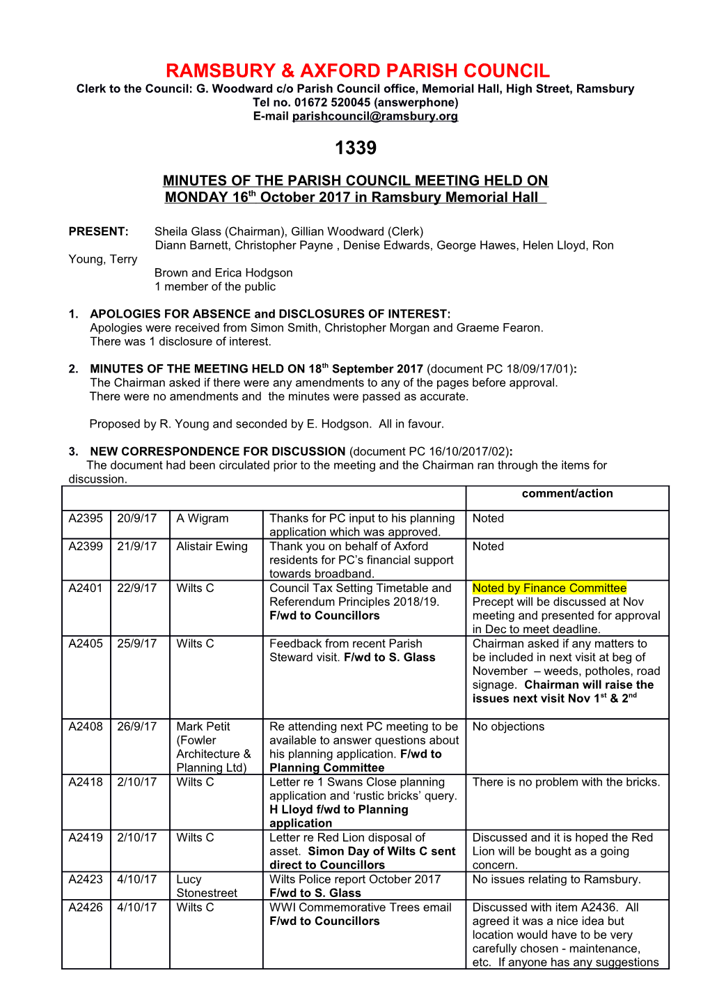 Ramsbury & Axford Parish Council