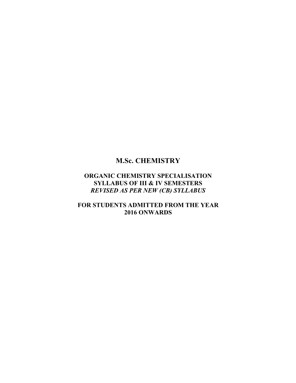 M.Sc. CHEMISTRY