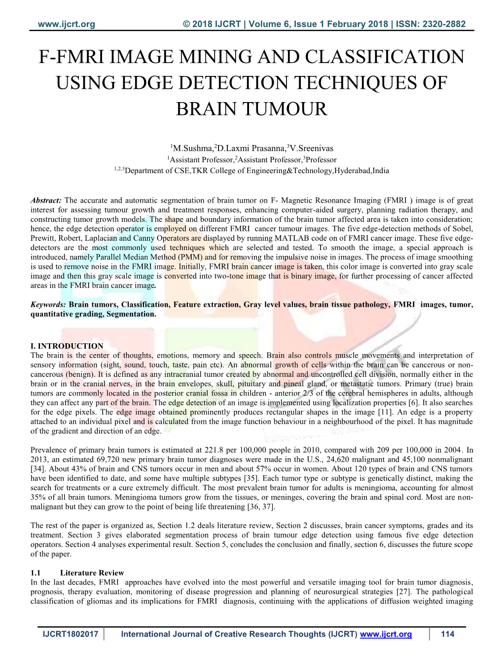 F-Fmri Image Mining and Classification Using Edge Detection Techniques of Brain Tumour