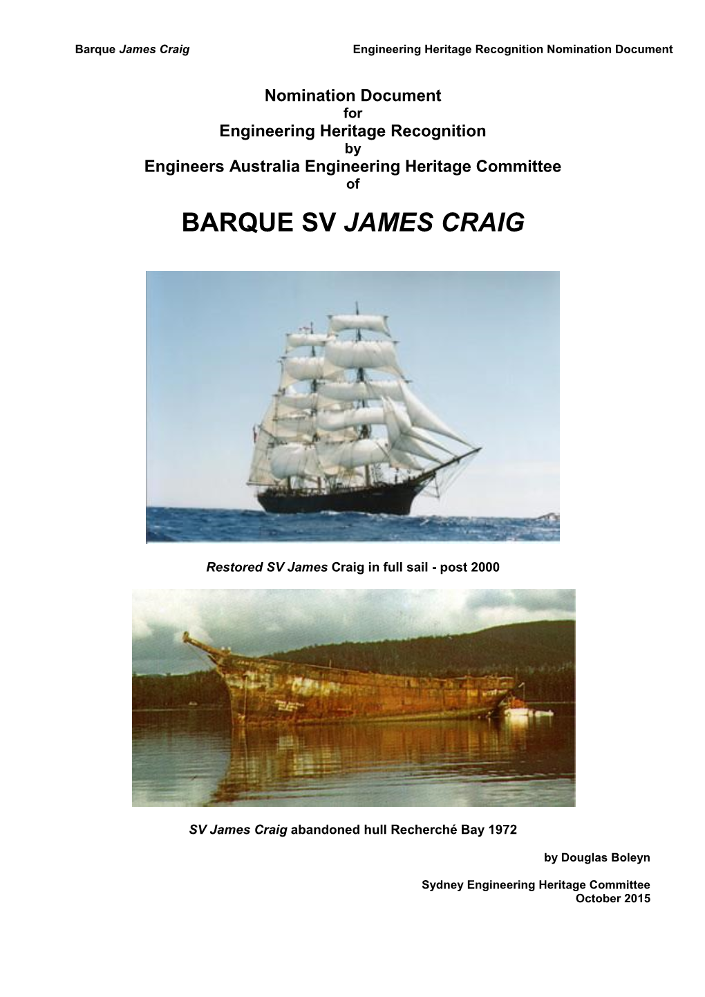 James Craig, Barque, Sydney