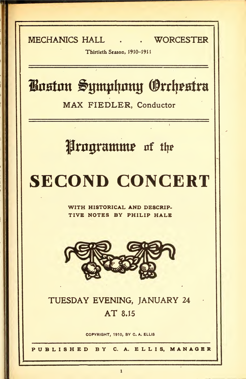 Boston Symphony Orchestra Concert Programs, Season 30,1910-1911, Trip