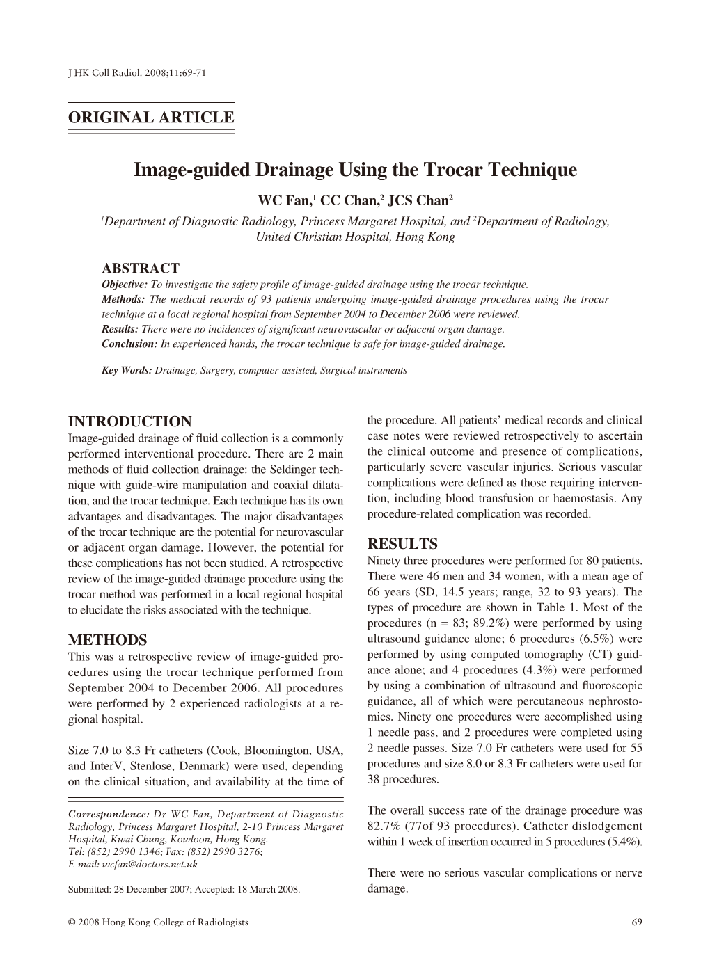 Image-Guided Drainage Using the Trocar Technique