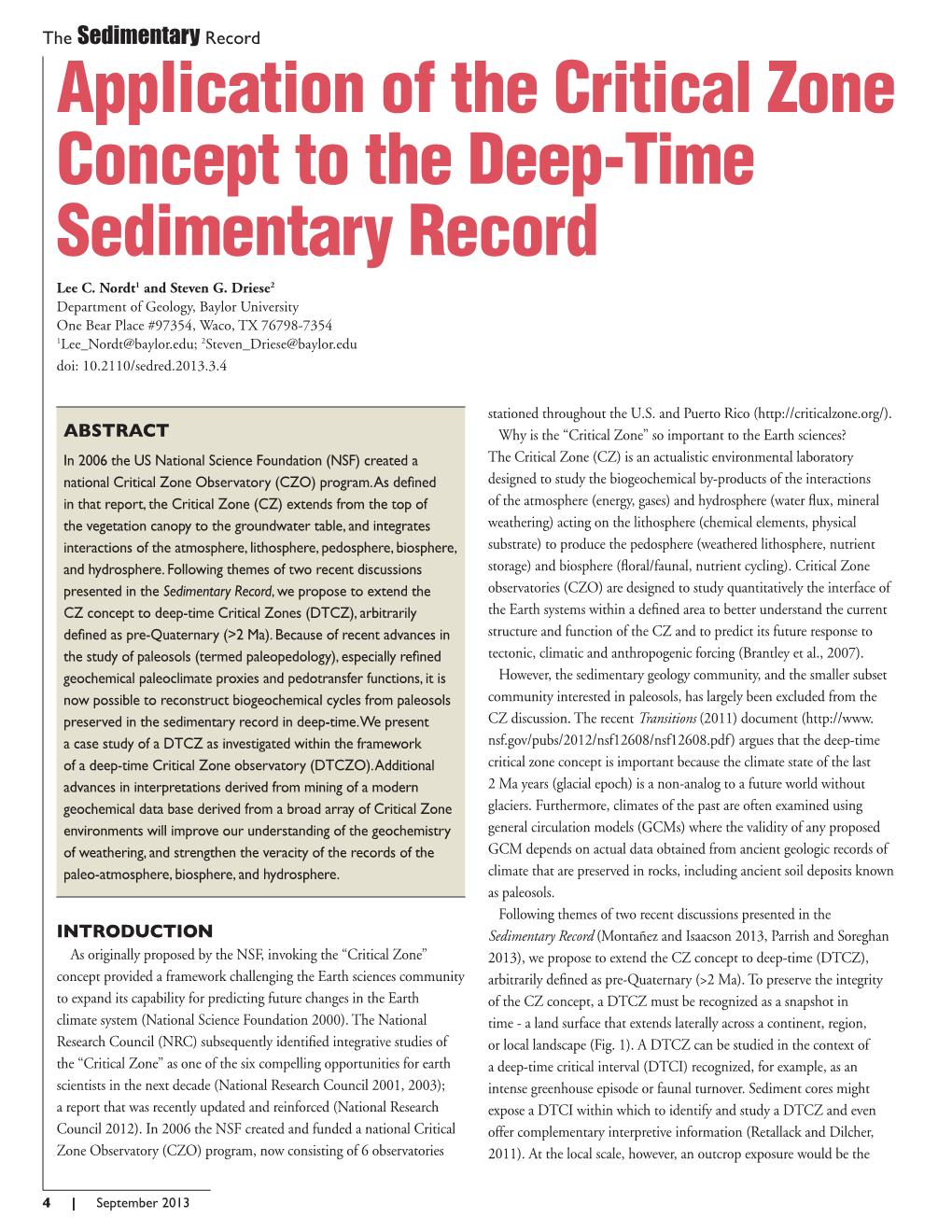 Application of the Critical Zone Concept to the Deep-Time Sedimentary Record Lee C