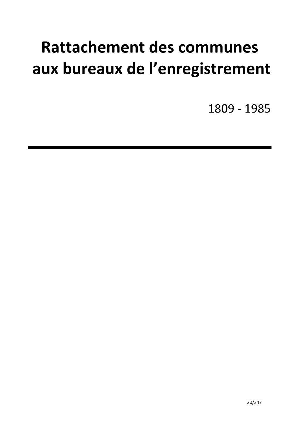 Rattachement Des Communes Aux Bureaux De L’Enregistrement