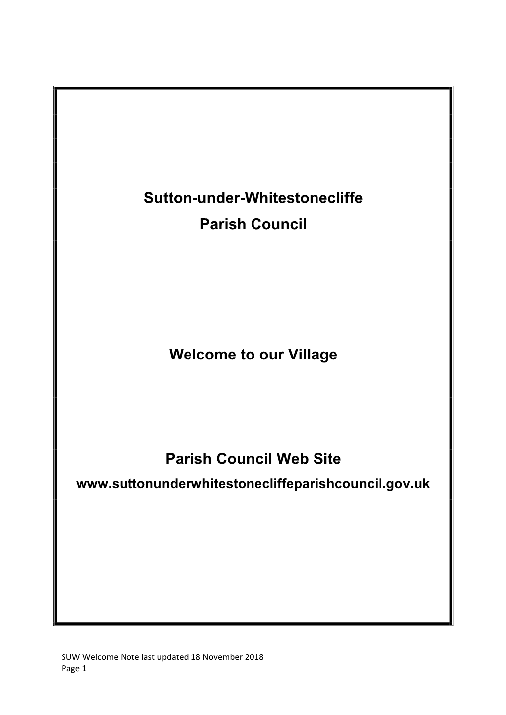 Sutton-Under-Whitestonecliffe Parish Council Welcome to Our Village