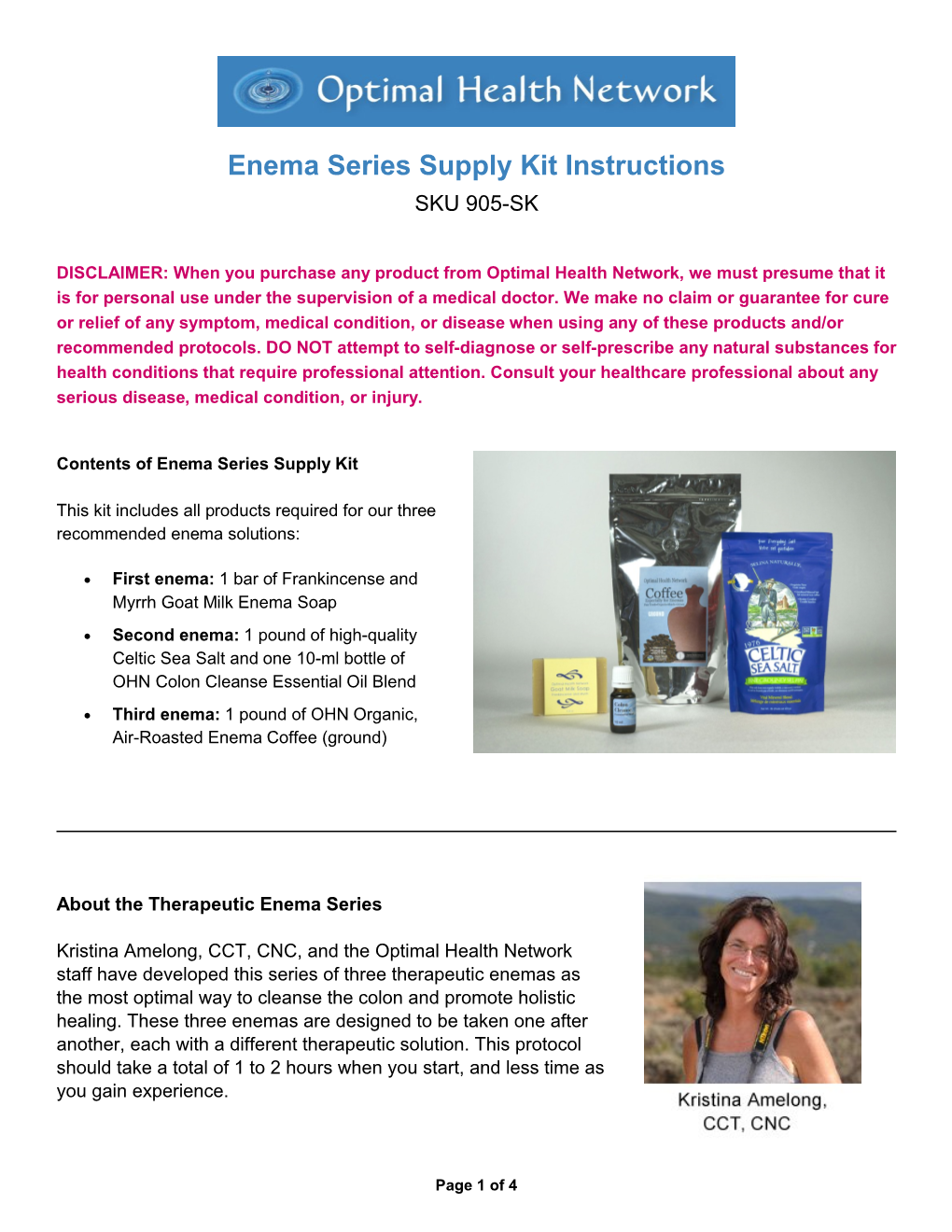 View Enema Series Supply Kit Instructions