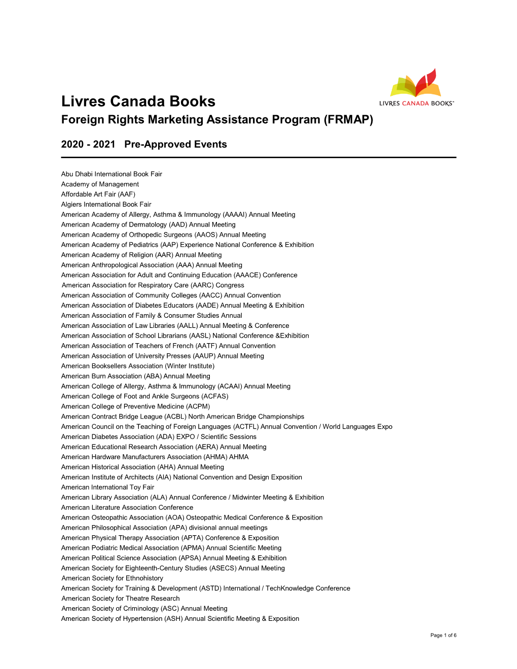 Livres Canada Books Foreign Rights Marketing Assistance Program (FRMAP)