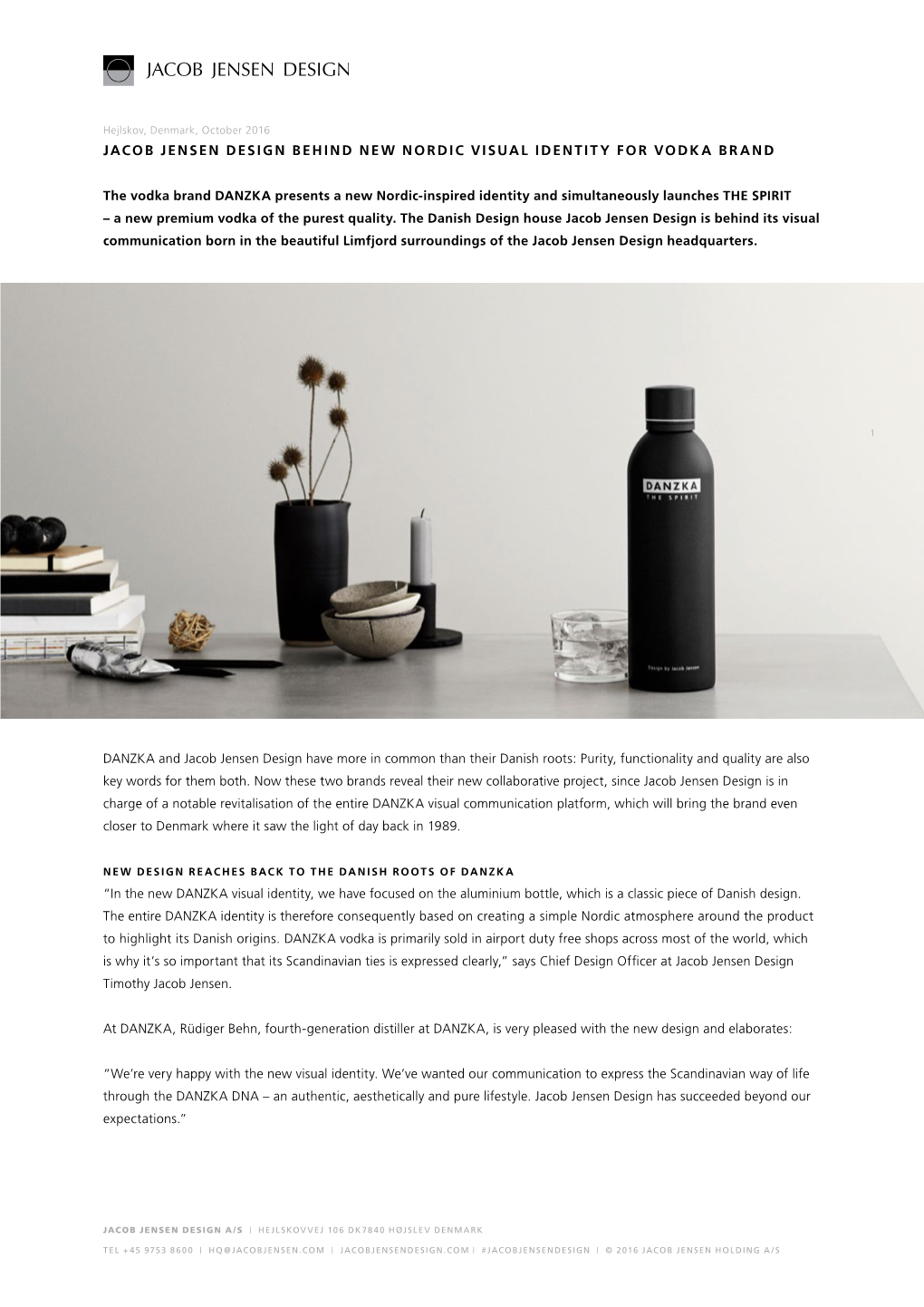 Jacob Jensen Design Behind New Nordic Visual Identity for Vodka Brand