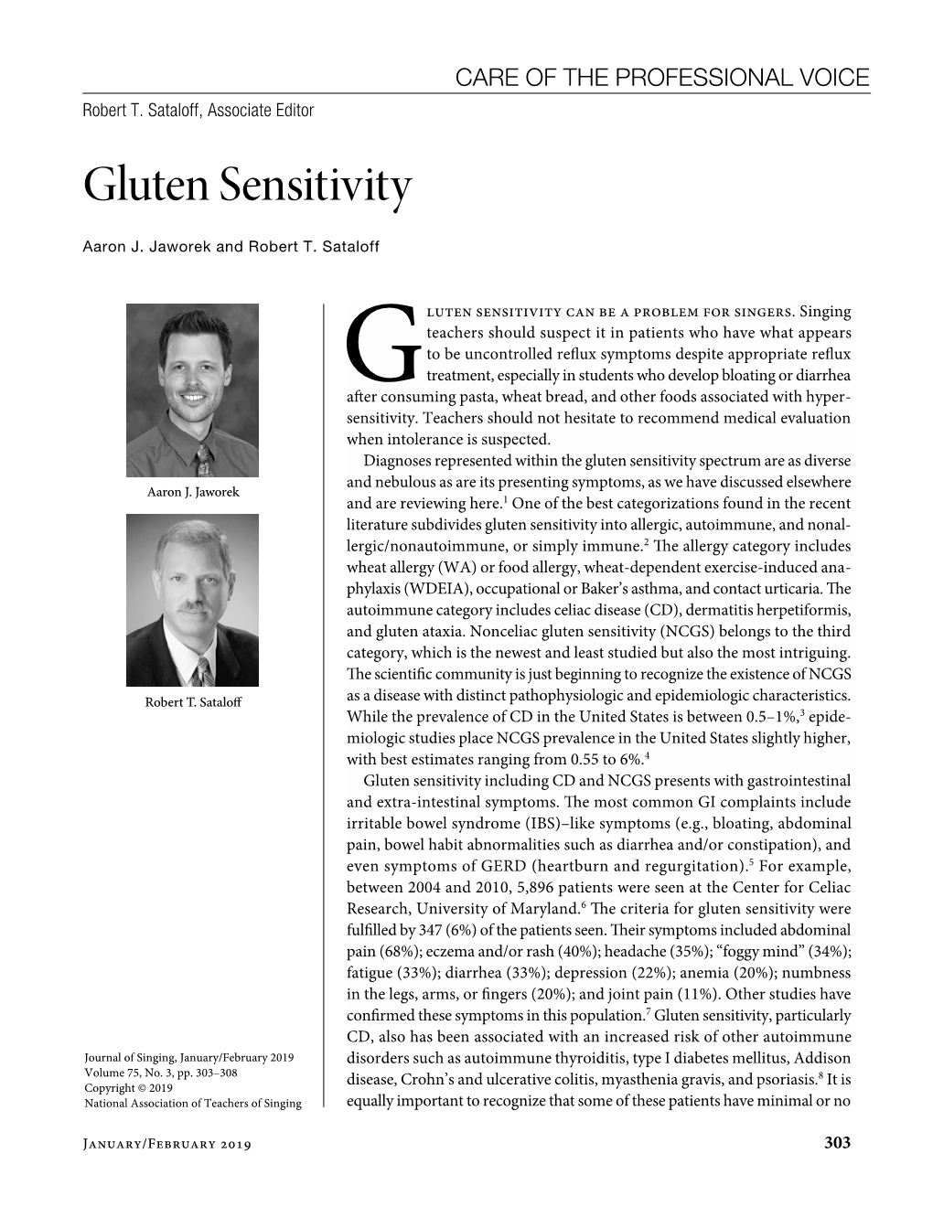 Care of the Professional Voice: Gluten Sensitivity