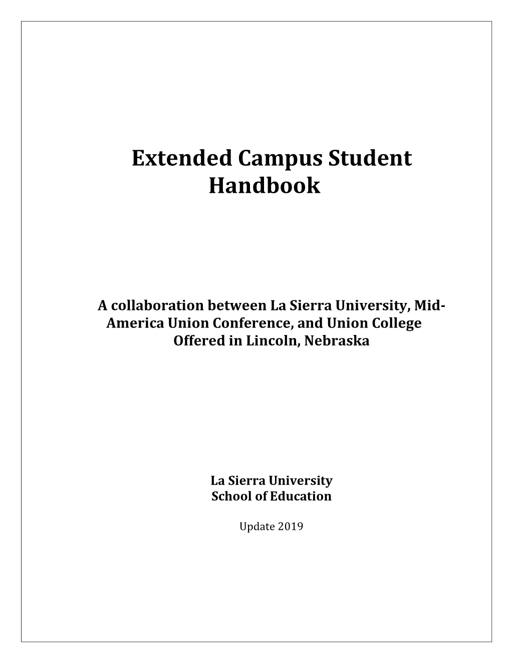 Extended Campus Student Handbook