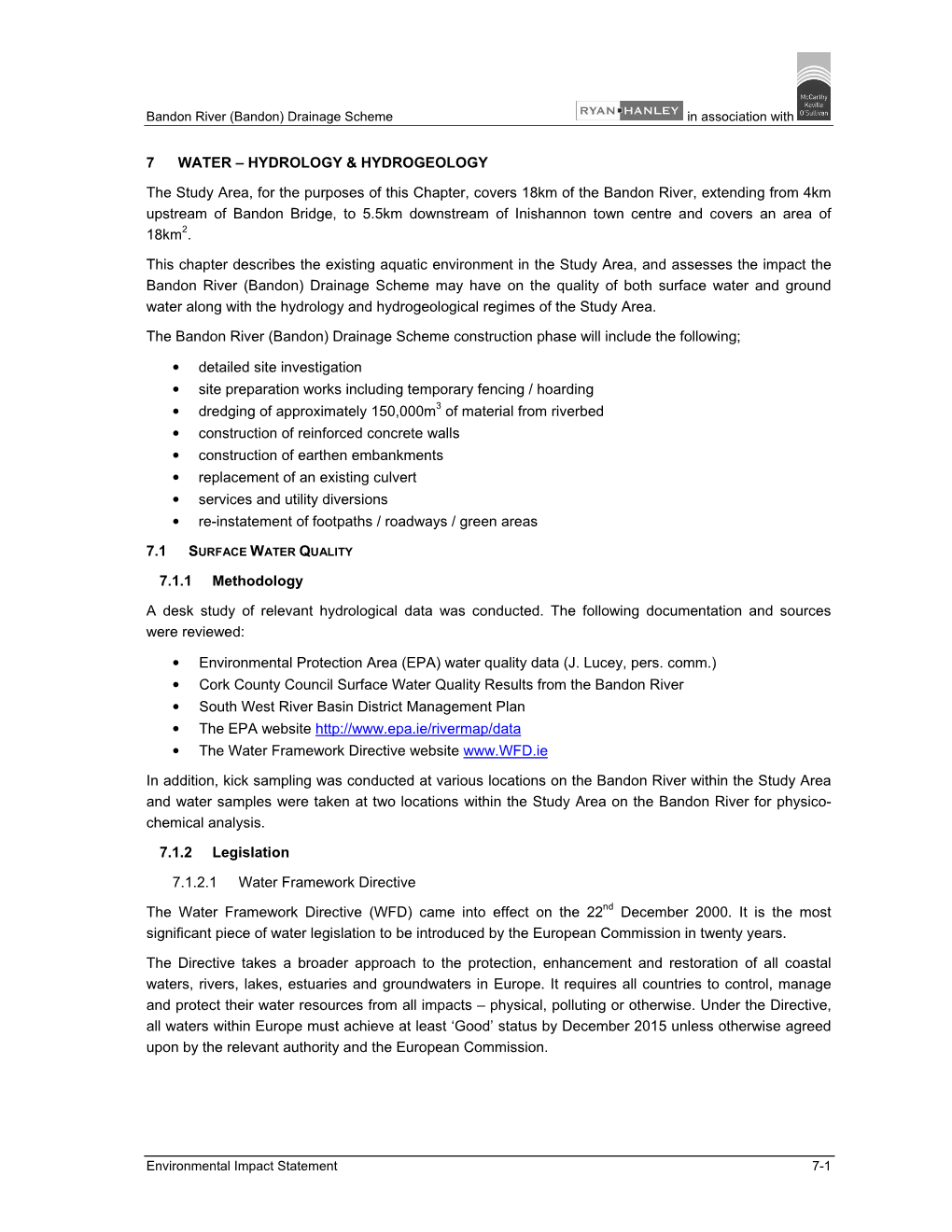 7 WATER – HYDROLOGY & HYDROGEOLOGY the Study Area