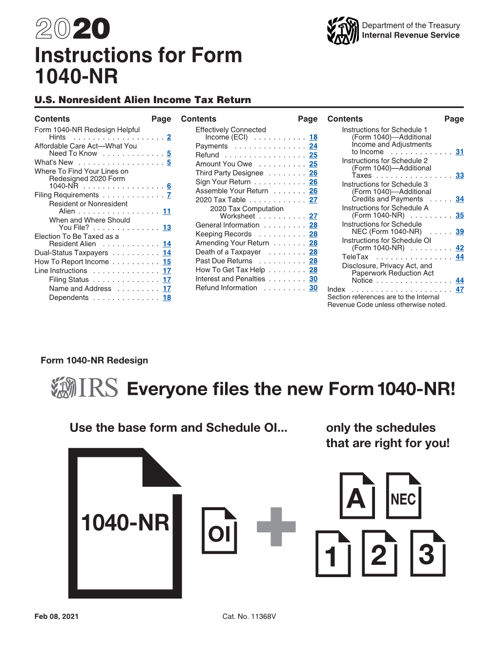 2020 Instructions for Form 1040-NR