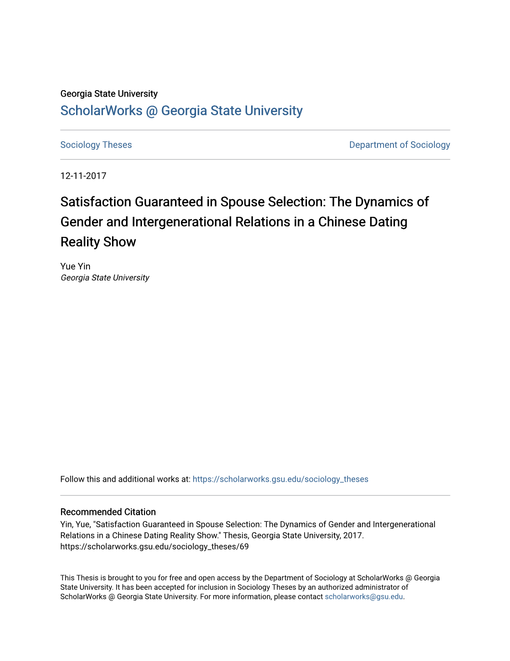 Satisfaction Guaranteed in Spouse Selection: the Dynamics of Gender and Intergenerational Relations in a Chinese Dating Reality Show