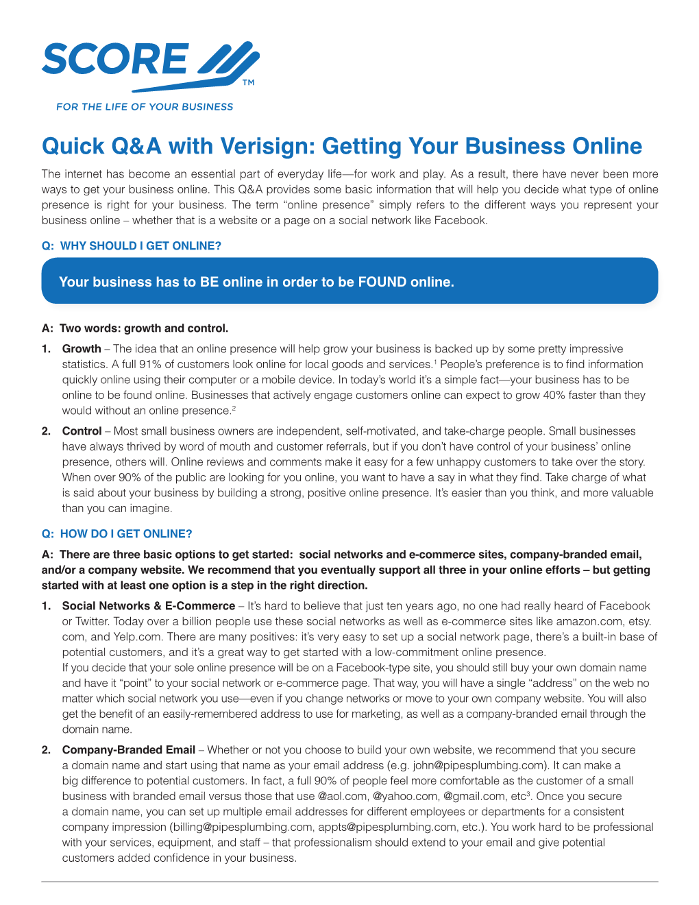 Quick Q&A with Verisign: Getting Your Business Online